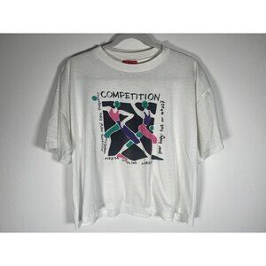 Vintage 90s Jazzercise neon aerobics graphic single stitch boxy tshirt XL retro